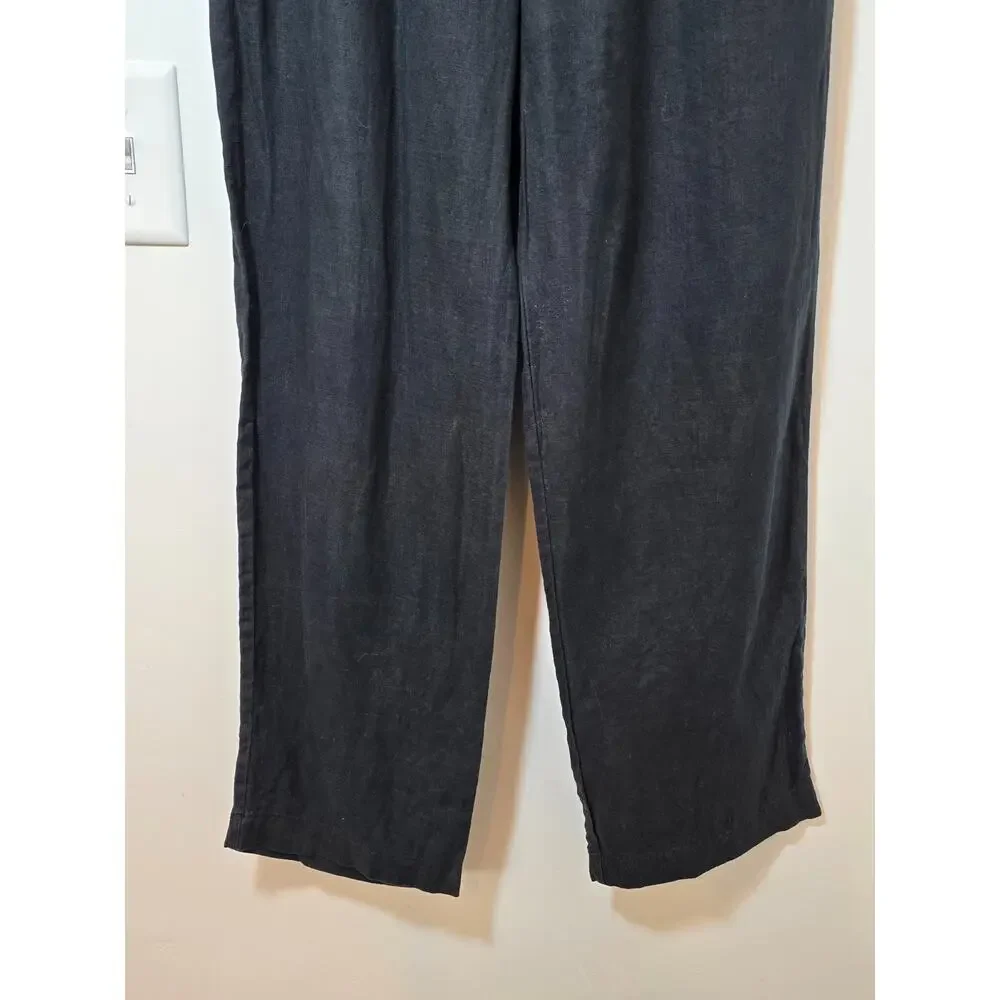 Quince 100% European Linen Pants Women's S Black Beach Travel‎ Casual